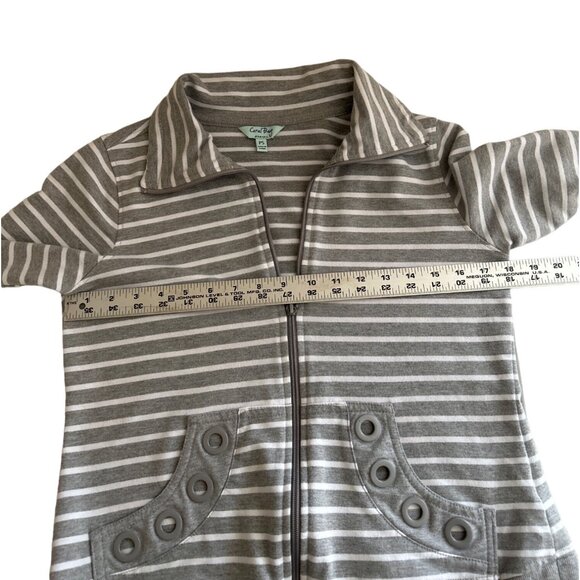Coral Bay Energy Women's Gray & White Striped Zip-Up Jacket PS - Picture 7 of 8